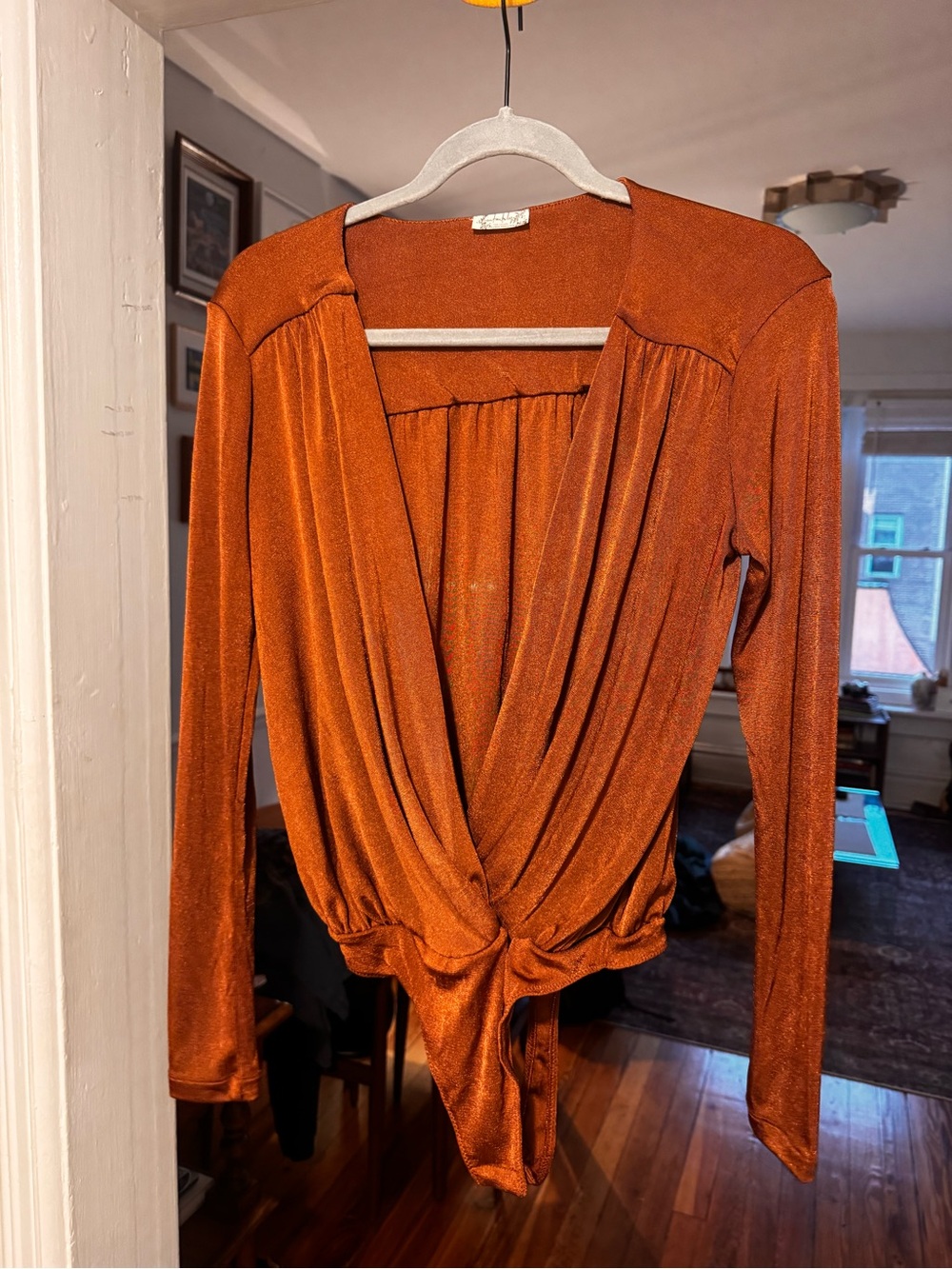 Free people velvet Turnt bodysuit rust